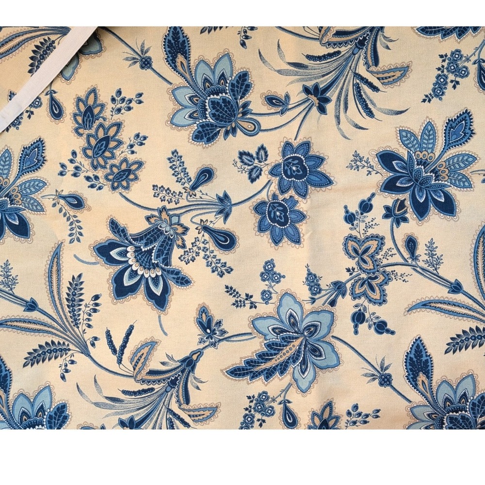 Richloom Blue Floral Screen Print Fabric Home Decor Upholstery Cotton Canvas